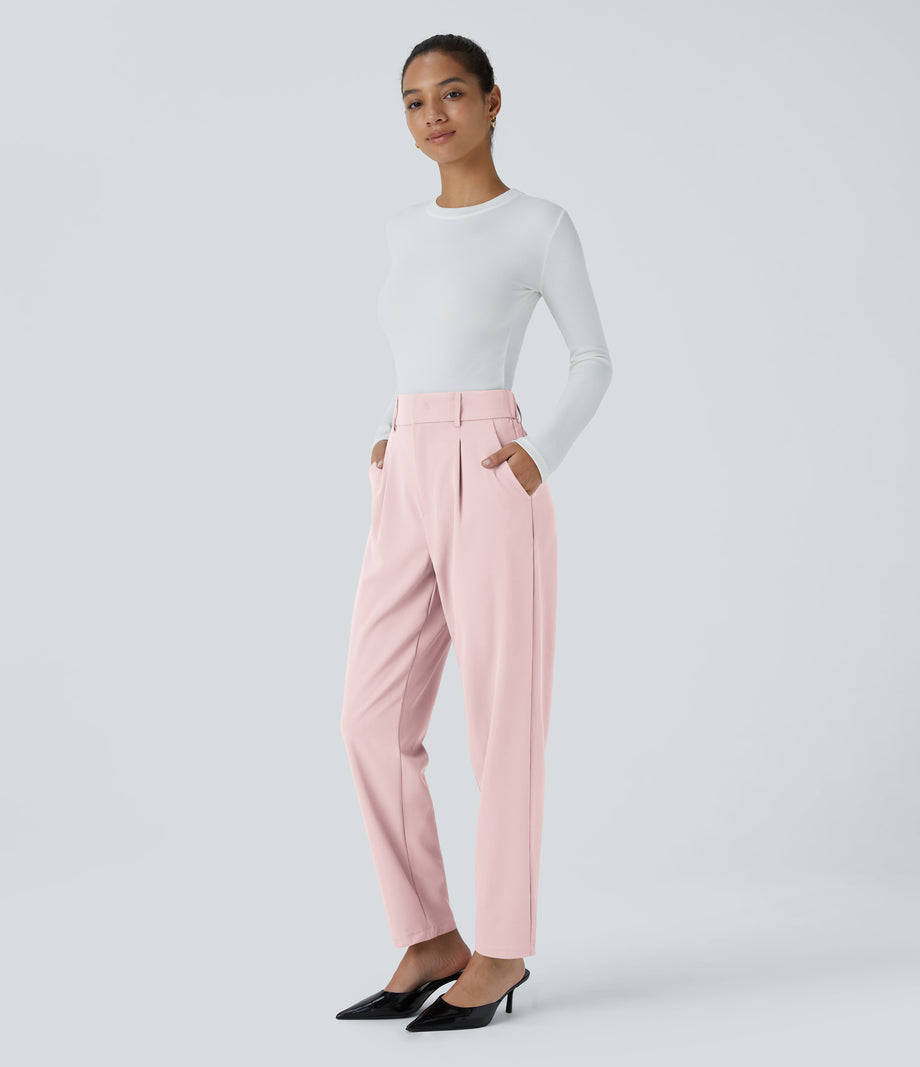 Halara Flex™ High Waisted Pocket Solid Work Tapered Pants - Primrose Pink