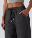 Halara Flex™ Low Rise Drawstring Wide Leg Sparkle Casual Sweatpants Jeans with Pockets - Phantom Denim