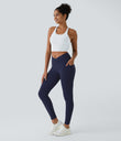 SoftlyZero™ Crossover Pocket Plain Leggings-UPF50+ - Peacoat