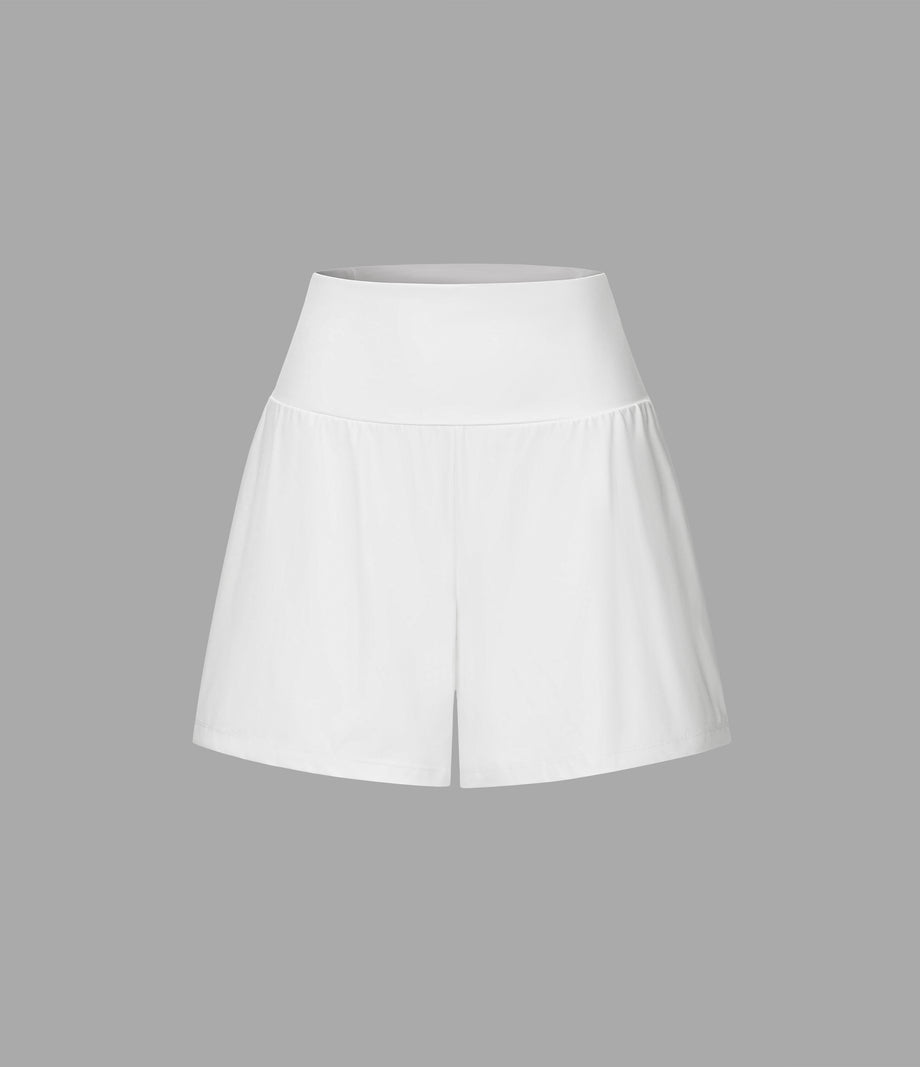 SoftlyZero™ Airy Super High Waisted 2-in-1  Cool Touch Yoga Shorts 5'' with Pockets-Longer Length - White