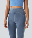 Halara Flex™ High Waisted Pocket Denim Capri Casual Leggings - Ice Crevice Denim