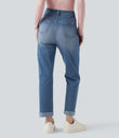 Halara Flex™ High Waisted Rolled Hem Casual Slim Jeans with Pockets -  Blue Jasper Denim