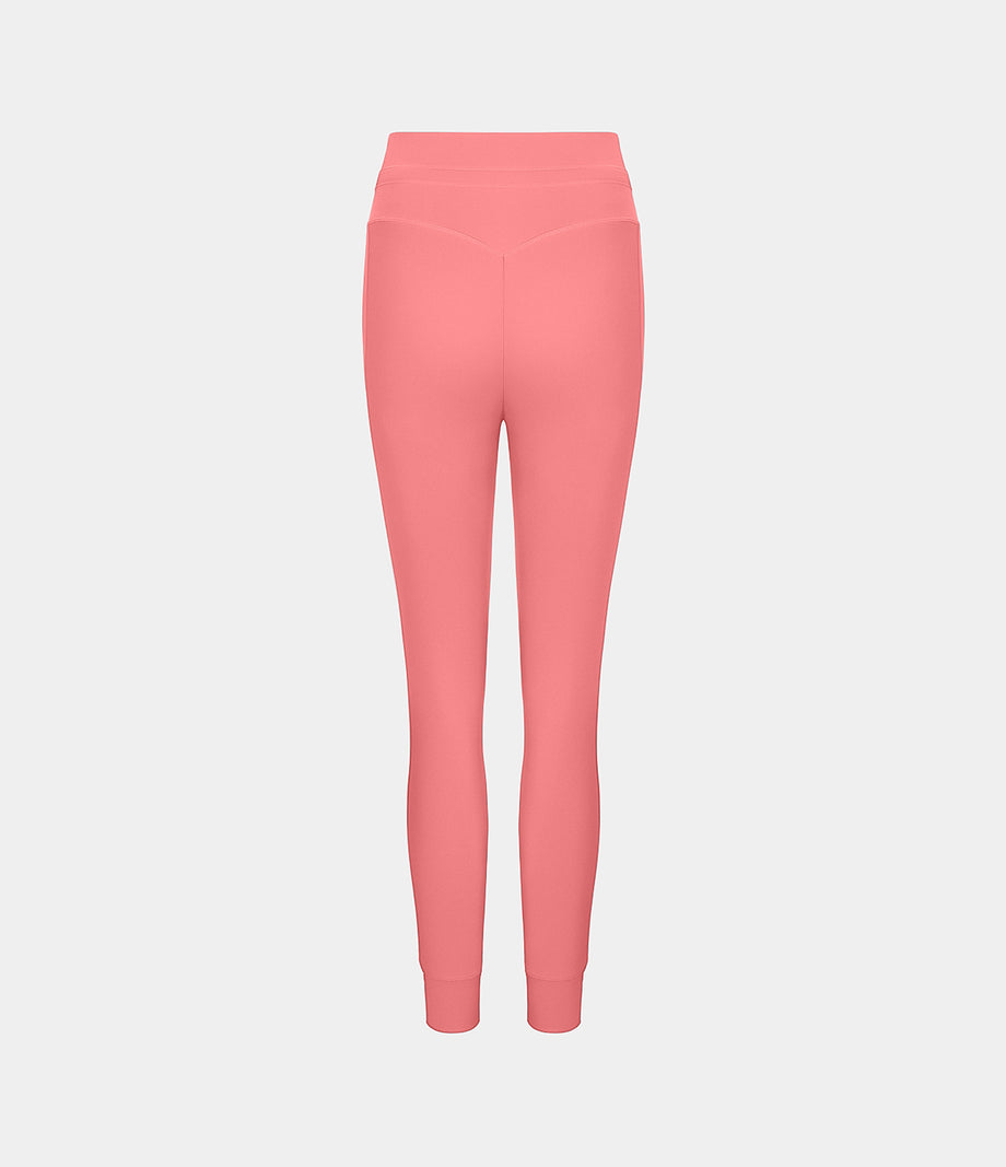 SoftlyZero™ Plush High Waisted Drawstring Pocket Plain Full Length Joggers - Shell Pink