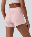 SoftlyZero™ Airy Crossover High Waisted 2-in-1 Cool Touch Yoga Shorts 3'' with Pockets - Primrose Pink