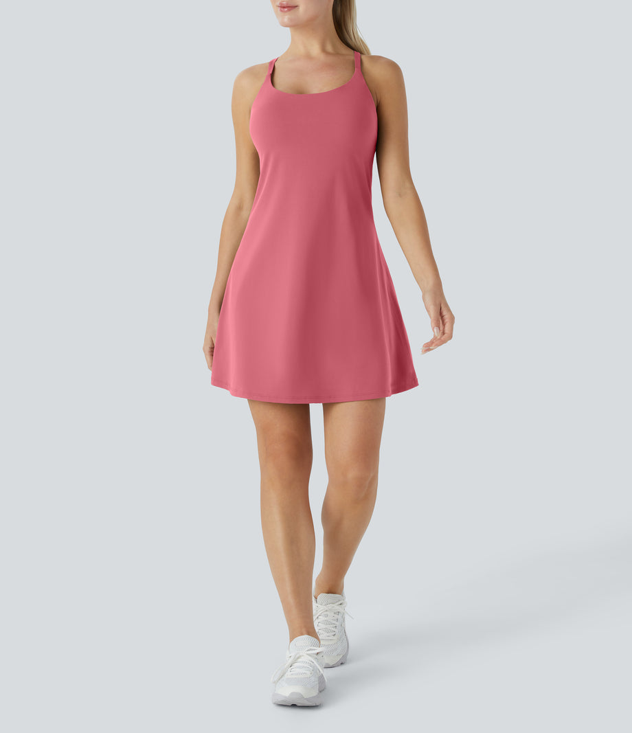 SoftlyZero™ Plush 2-in-1 Pocket Mini Active Dress DD-F Cups - Begonia Rouge