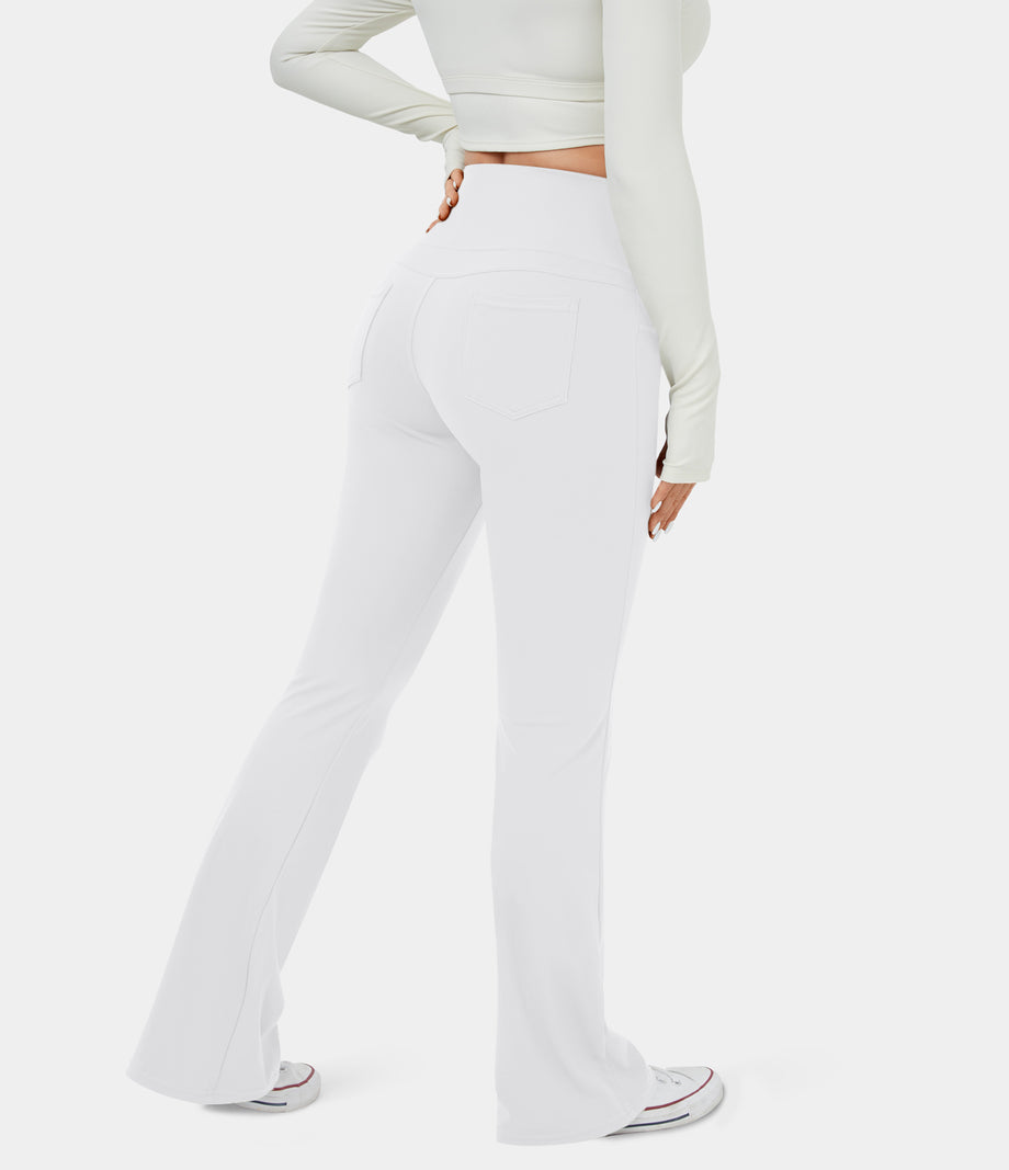 DayStretch High Waisted Pocket Flare Yoga Leggings - White