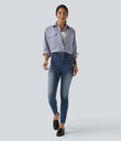 Halara Flex™ High Waisted Casual Skinny Jeans with Pockets - Estate Blue Denim