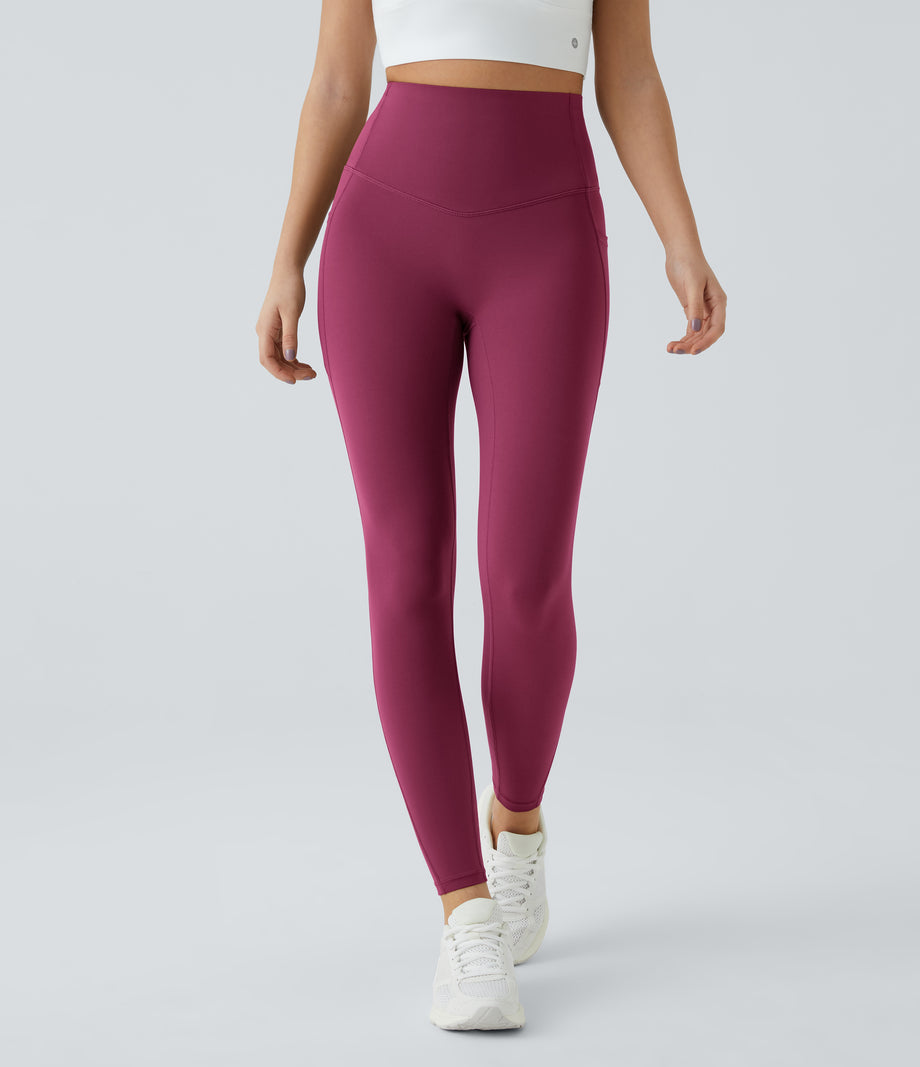 Halara UltraSculpt™ High Waisted Tummy Control Pocket Shaping Training Leggings - Red Plum