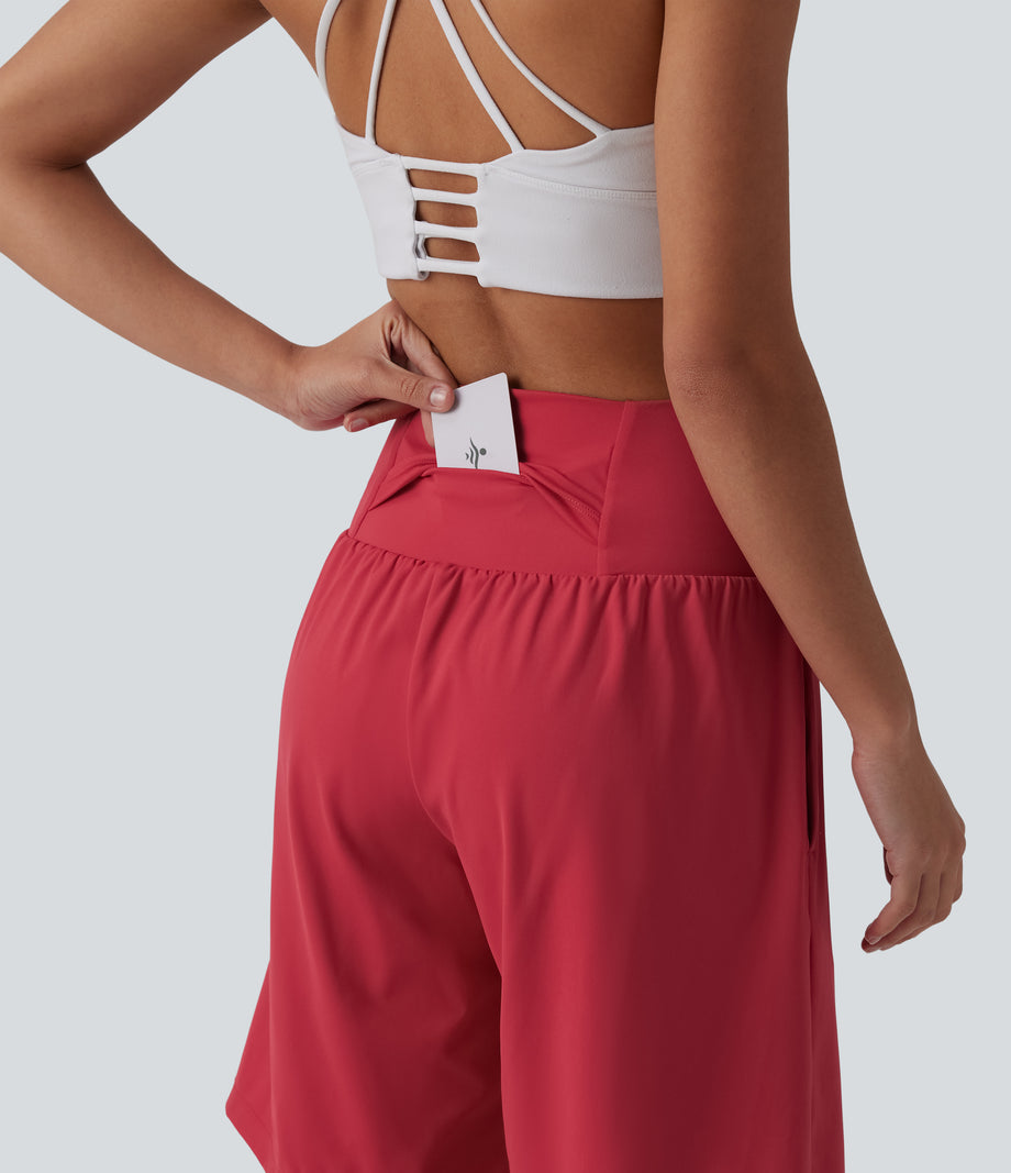 SoftlyZero™ Airy Super High Waisted 2-in-1 Cool Touch Yoga Shorts 9" with Pockets - Winterberry