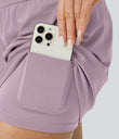 SoftlyZero™ Airy Super High Waisted 2-in-1  Cool Touch Yoga Shorts 5'' with Pockets-Longer Length - Pink Purple