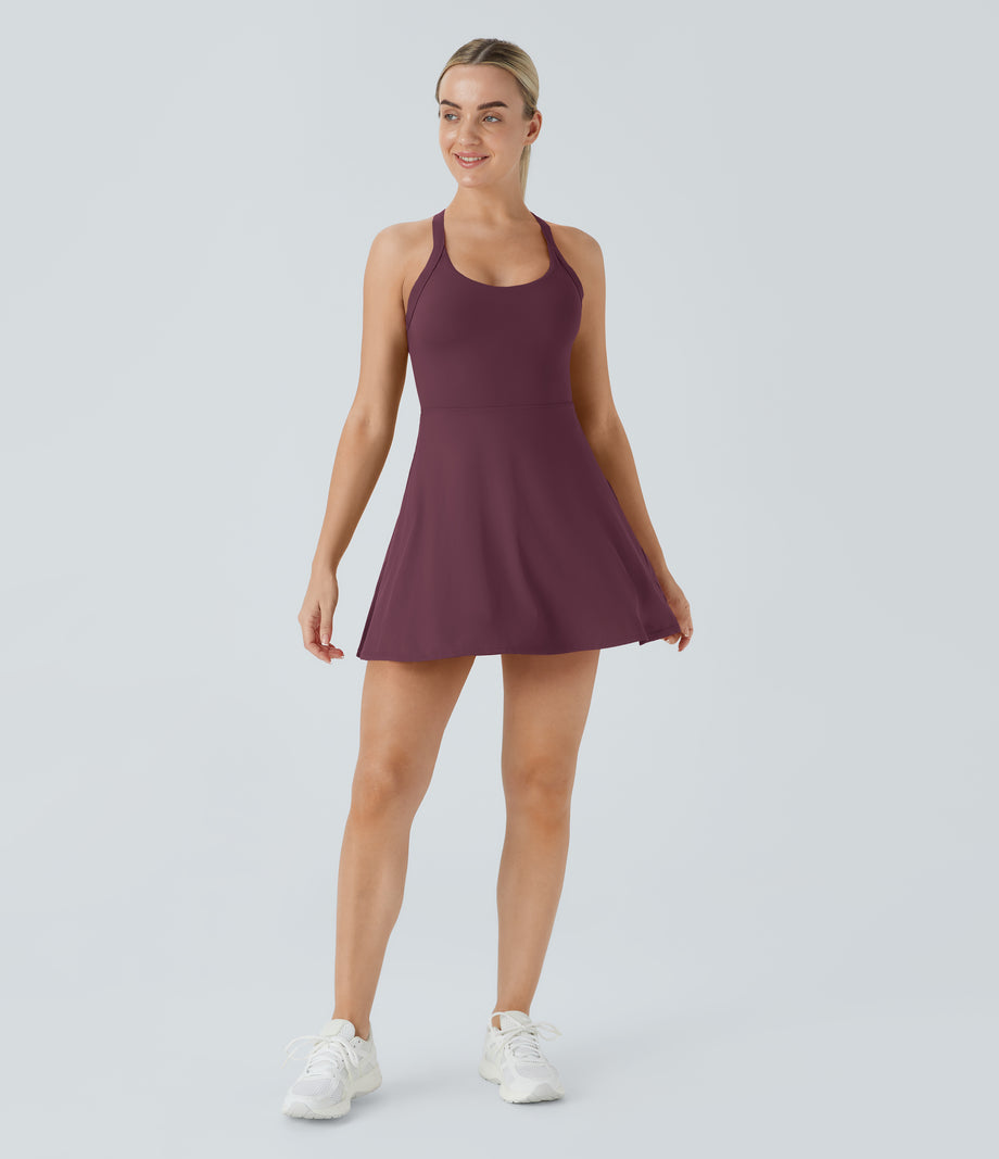 Backless Twisted Active Dress - Fig