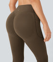 Halara UltraSculpt™ High Waisted Scrunch Butt Lifting Tummy Control Pocket Shaping Yoga Bootcut Leggings - Thick Earthy Brown