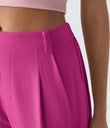 Mid Rise Pocket Barrel Leg Baggy Work Pants - Fuchsia Fedora