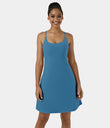 SoftlyZero™ Airy Cut Out 2-in-1 Pocket Cool Touch Longer Active Dress-UPF50+ - Vallarta Blue