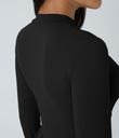 Mock-neck Long Sleeve Pocket Flare Maxi Casual Dress - Black