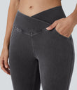 Halara Flex™ High Waisted Crossover Pocket Cool Touch Washed Casual Jeans - Coal Black Denim