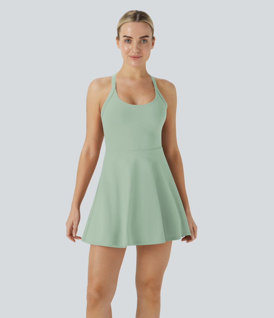 SoftlyZero™ Airy Backless Twisted Cool Touch Dance Active Dress-Easy Peezy Edition - Light Bean Green