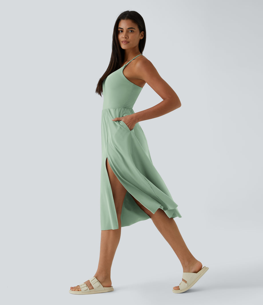 Everyday Midi Chill Dress-La Land - Light Bean Green