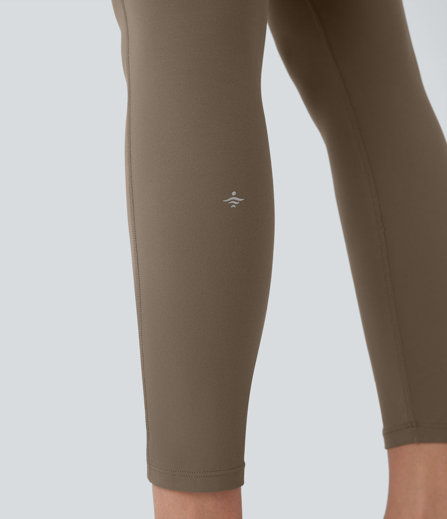 Halara UltraSculpt™ High Waisted Tummy Control Butt Lifting Ruched Pocket Shaping Yoga Leggings - Dawn Brown