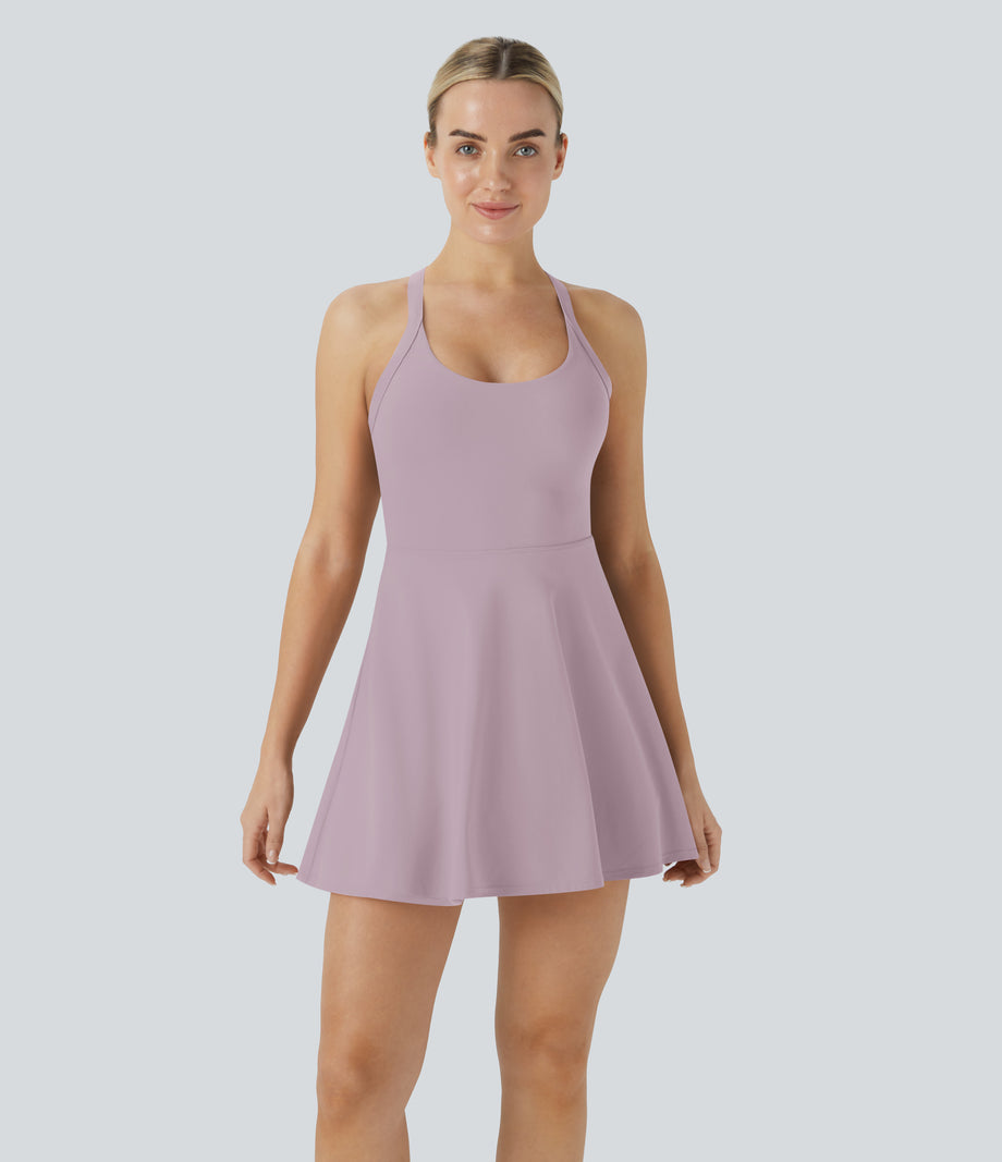 SoftlyZero™ Airy Backless Twisted Cool Touch Dance Active Dress-Easy Peezy Edition - Pink Purple