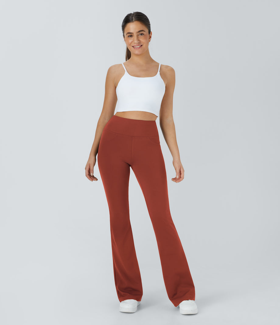 DayStretch High Waisted Pocket Flare Yoga Leggings - Cinnabar