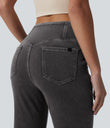 Halara Flex™ High Waisted Crossover Pocket Washed Casual Jeans - Cool Gray Denim