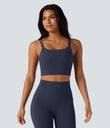 Halara UltraSculpt™ Double Straps Twisted Backless Cropped Yoga Tank Top - Mood Indigo