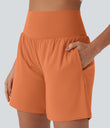 SoftlyZero™ Airy Super High Waisted 2-in-1 Cool Touch Yoga Shorts 7" with Pockets - Dusty Orange