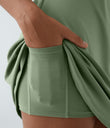 SoftlyZero™ Plush Double Straps 2-Piece Pocket Slip Dance Active Dress A-D Cups - Asparagus