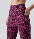 Halara UltraSculpt™ Leopard Print High Waisted Tummy Control Yoga Leggings with Pockets - Black and Fuchsia Leopard Print