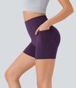 Halara UltraSculpt™ High Waisted Scrunch Butt Lifting Tummy Control Pocket Shaping Workout Biker Shorts 5'' - Blackberry Cordial