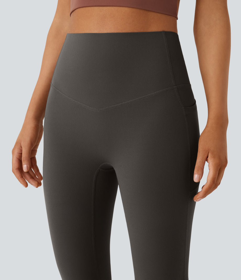 Halara UltraSculpt™ High Waisted Tummy Control Pocket Shaping Yoga Bootcut Leggings - Hazelnut Black
