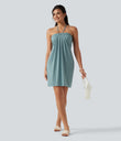 Halter Tie Back Mini Resort Dress with Pockets - Aquifer