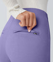 High Waisted Tummy Control Decorative Back Zipper Pockets Herringbone Work Leggings - Aster Purple