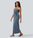 Halter Tie Back Maxi Dress with Pockets - Mountain Spring