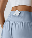 SoftlyZero™ Airy Super High Waisted 2-in-1 Cool Touch Yoga Shorts with Pockets - Baby Blue