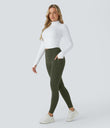 Halara UltraSculpt™ High Waisted Butt Lifting Tummy Control Pocket Shaping Workout Leggings - Deep Woodland Green