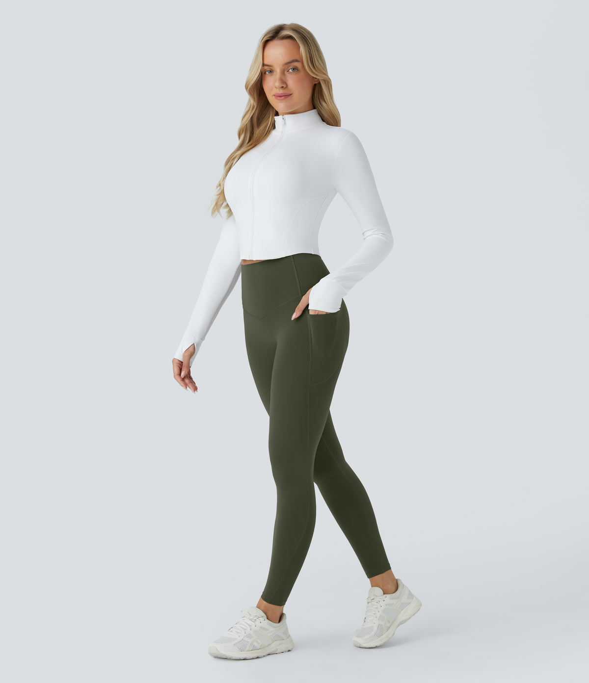 Halara UltraSculpt™ High Waisted Butt Lifting Tummy Control Pocket Shaping Workout Leggings - Deep Woodland Green