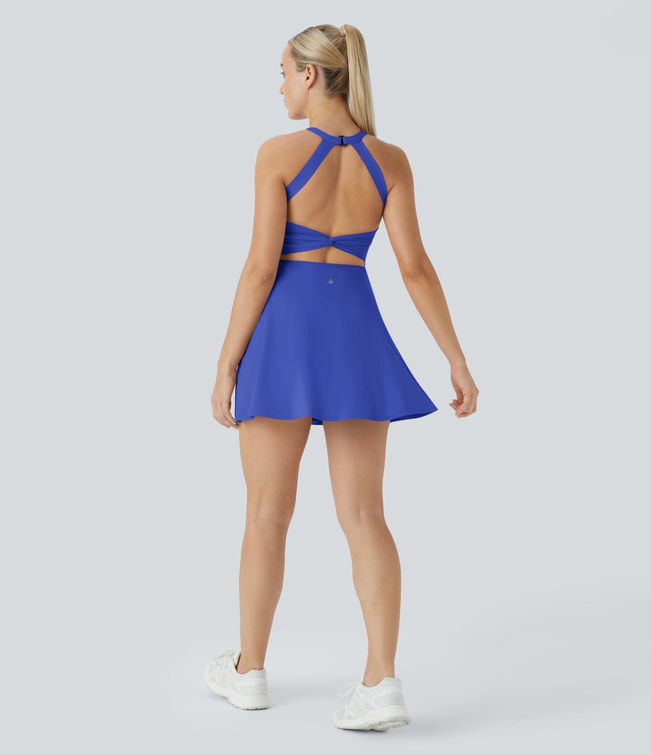 SoftlyZero™ Airy Backless Twisted Cool Touch Dance Active Dress-Easy Peezy Edition - Aster Blue