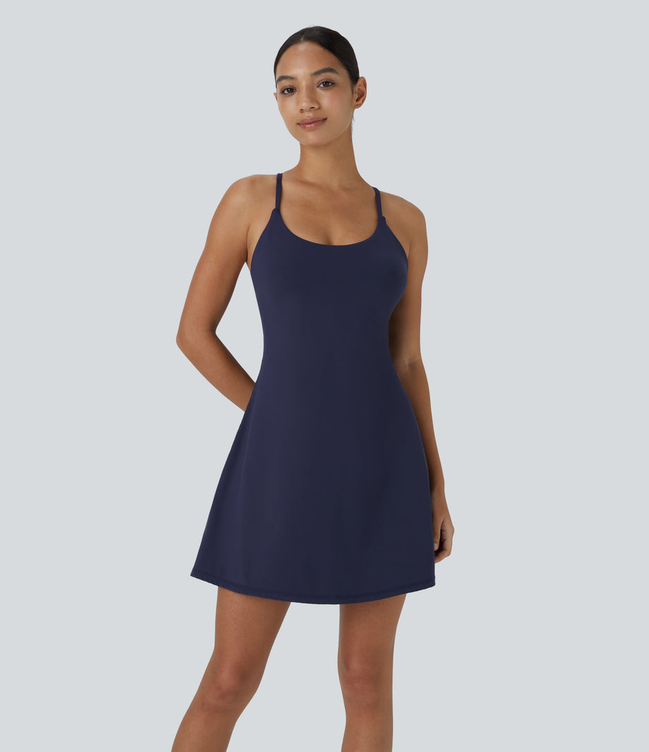 SoftlyZero™ Plush Backless Active Dress - Peacoat