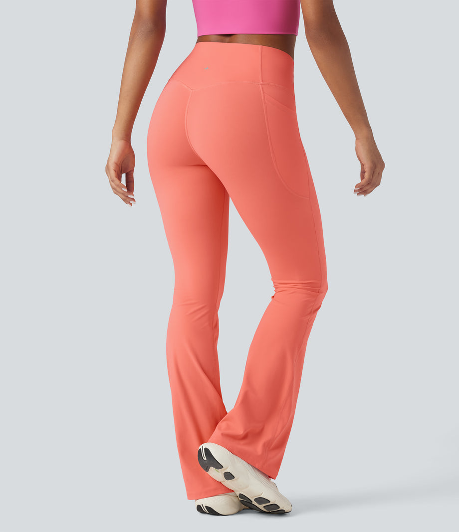 Halara UltraSculpt™ High Waisted Tummy Control Pocket Shaping Yoga Bootcut Leggings - Fusion Coral