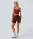 Double Straps Cropped Yoga Tank Top - Deep Wine