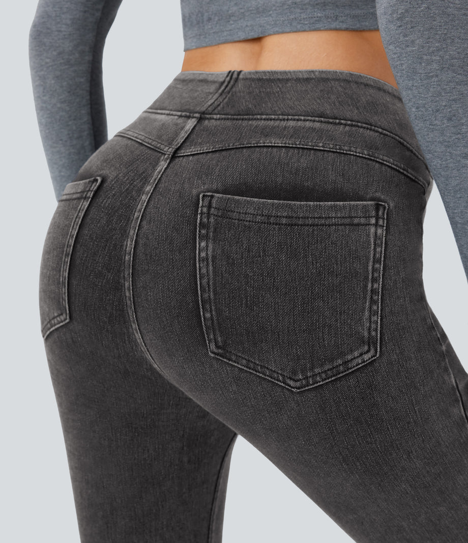 Halara Flex™ High Waisted Pocket Denim Casual Leggings - Hemp Black Denim