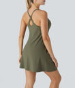 SoftlyZero™ Plush 2-in-1 Pocket Mini Active Dress DD-F Cups - Grass Grey Green
