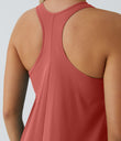 Breezeful™ Backless Racerback Side Pocket High Low Flowy Midi Quick Dry Casual Dress - Kapok Red