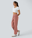 Mid Rise Zipper Pocket Corduroy Casual Pants - Desert Sand