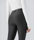 High Waisted Sheen 7/8 Leggings with Pockets - Black Oyster