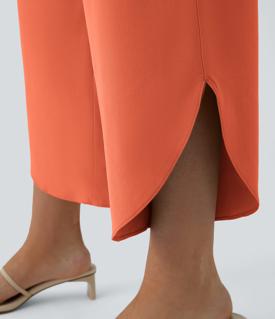 Breezeful™ High Waisted Crossover Quick Dry Resort Pants with Pockets - Flamingo