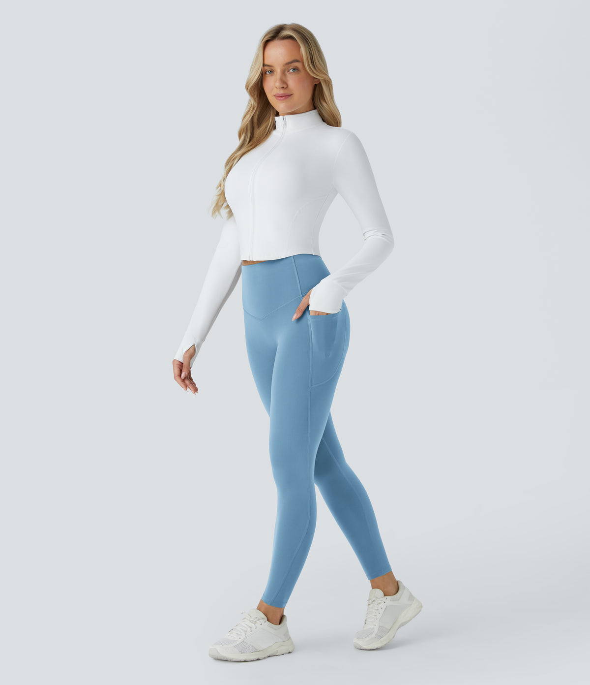 Halara UltraSculpt™ High Waisted Butt Lifting Tummy Control Pocket Shaping Workout Leggings - Whale Blue