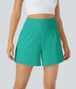 SoftlyZero™ Airy Super High Waisted 2-in-1  Cool Touch Yoga Shorts 5'' with Pockets-Longer Length - Waterfall